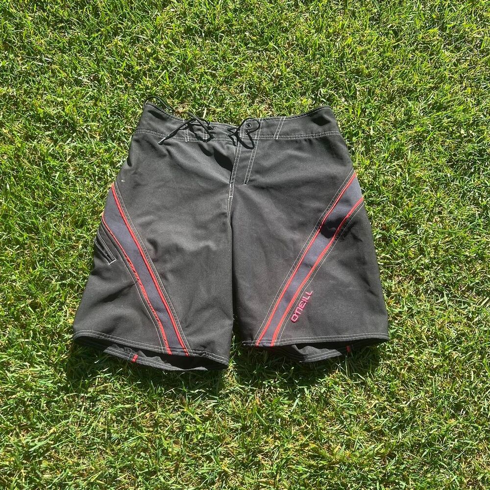 O’neill y2k swim trunks mens size L black y2k red